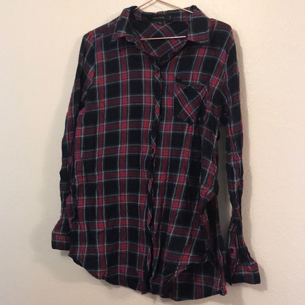 Side silt plaid button up‎